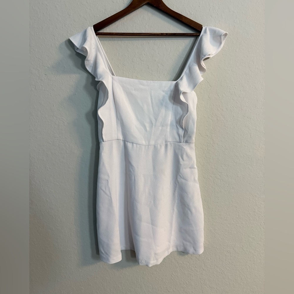 BCBGeneration White Ruffled Square- Neck Mini Dress - Picture 2 of 9